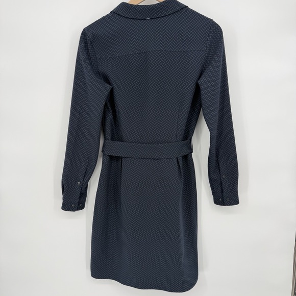 Lacoste Live Sz S Geometric Belted Piqué Long Sleeve Shirt Dress Sporty Preppy - Picture 2 of 6